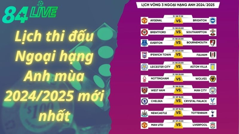 Lịch thi đấu Ngoại hạng Anh mùa 2024/2025